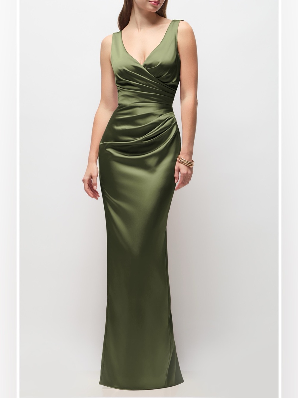 NEW After Six Style 6929 Valentina Stretch Charmeuse Satin Ruched Gown, Large